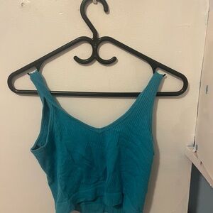 Teal Ribbed Women's Top